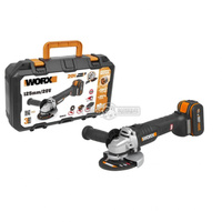 Worx Шлифмашина угловая аккумуляторная Worx WX812 с АКБ 4 А/ч и ЗУ (PRC, 20В, BL, 125 мм, кейс, 1.6 кг)