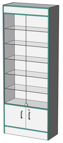 Витрина пристенная А1/8 800х350х2100 мм