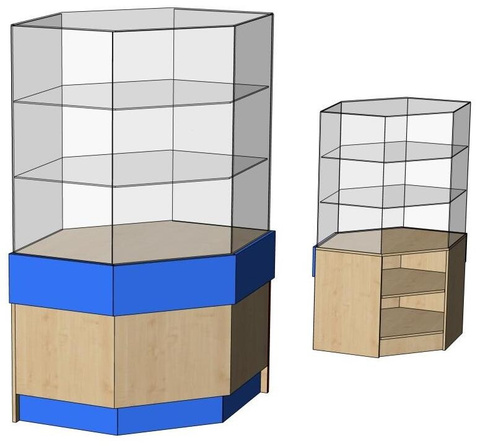 Витрина угловая А2/6 800х800х1600 мм