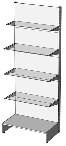 Стеллаж пристенный со стеклянными полками