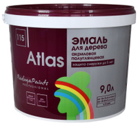 Эмаль ATLAS для дерева акриловая, полуглянцевая база А 9 л