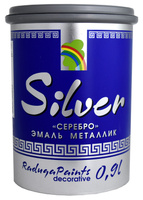 Эмаль декоративная SILVER акриловая, глянцевая, металлик, под серебро 0,9л