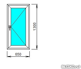 Окно ПВХ однокамерное Ехрrof 1300x650 одностворчатое