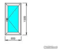 Окно ПВХ однокамерное Ехрrof 1300x650 одностворчатое