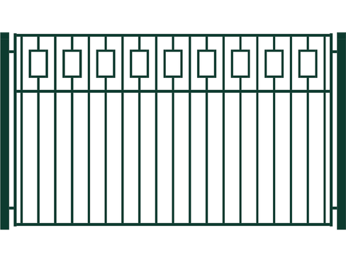 Забор металлический сварной, декор - прямоугольники Зеленый