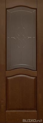 Дверь межкомнатная, Лео остекленная цвет античный орех, массив ольхи