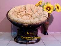 Кресло плетеное механическое Papasan вращающееся (ткань подушки шенилл)