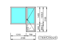 Балконный блок 2100х2100 под ключ глухое окно