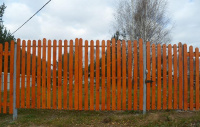 Ворота из деревянного штакетника шириной 3 метра