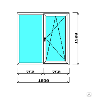 Пластиковое окно 1500х1500 SALAMANDER двустворчатое, двухкамерное под ключ