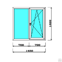 Пластиковое окно 1400х1400 SALAMANDER двустворчатое, двухкамерное под ключ
