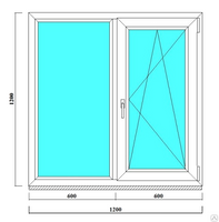 Пластиковое окно GEALAN 1200х1200 двустворчатое, двухкамерное