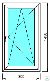Окно 800x1450 из стеклопластика с одной створкой