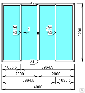 Раздвижные двери 4000x3200 из стеклокомпозита в дом