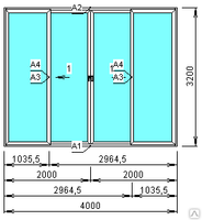 Раздвижные двери 4000x3200 из стеклокомпозита в дом