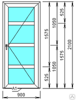 Дверь 900x2100 из стеклопластиковых профилей, поворотная