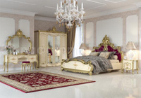 Спальня Шейх с 4 дверным шкафом Слоновая кость матовы с золотом Мэри мебель