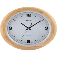 Овальные настенные часы Apeyron циферблат baton, светлое дерево массив гевеи, размер 41.2x31.2 см