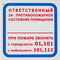 Знак безопасности Ответственный за противопожарное состояние помещения F16 (200х200 мм, пленка ПВХ, 10 штук в упаковке)
