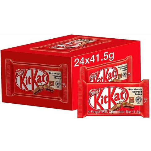 Шоколадный батончик KitKat с хрустящей вафлей, 24 штуки по 41,5 г