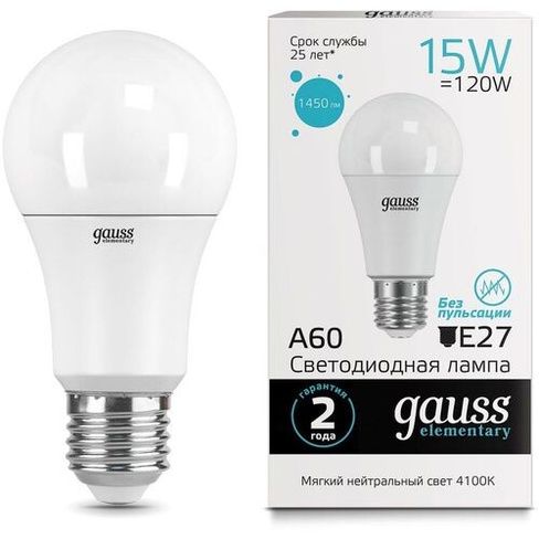 Упаковка ламп LED GAUSS E27, груша, 15Вт, 10 шт. [23225]