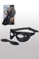 Кожаная маска с шорами Sitabella Chrome Collection – черный с серебристым СК-Визит