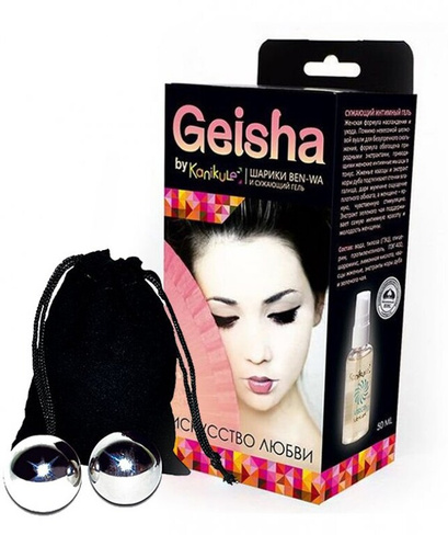 Набор Kanikule Geisha: вагинальные шарики Ben-wa и сужающий лубрикант - серебристый Beauty Brands Limited