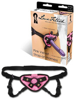 Плюшевые трусики для страпона Pink Velvet Strap-on Harness – розовый с черным Lux Fetish