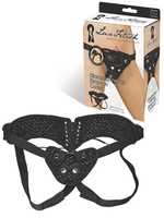 Трусики-джоки для страпона со шнуровкой Diamond Velvet Strap-On Corset – черный Lux Fetish