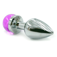 Маленькая алюминиевая анальная пробка Kanikule Small с украшением на основании – серебристый с фиолетовым Beauty Brands