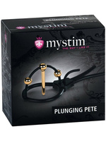 Электросбруя для головки пениса Plunging Pete с зондом-электродом для уретры – черный Mystim
