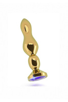Золотая анальная пробка с сапфировым кристаллом Gold Plug - Purple Sapphire Shots toys