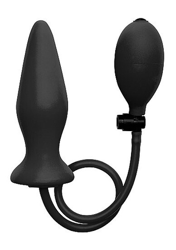 Анальная пробка из резины Inflatable Silicone Plug - Black Shots toys