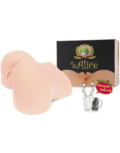Полуторс-мастурбатор в позе догги-стайл Alice+ вагина и анус с вибрацией, ротацией и голосом – телесный Kokos