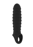 Увеличивающая насадка закрытого типа с кольцом для фиксации на мошонке No.32 Stretchy Penis Extension (черная) Shots toy
