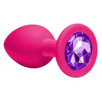 Анальная пробка Emotions Cutie Medium Pink dark purple crystal 4012-02Lola Lola Toys