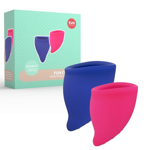 Менструальные чаши Fun Cup Explore Kit размер А (20 мл) + В (30 мл) – розовый/синий Fun Factory