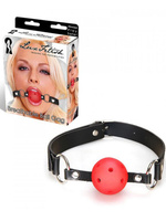 Кляп-шарик на ремне с отверстиями для дыхания Breathable Ball Gag – черный с красным Lux Fetish