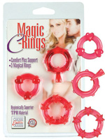 Набор из 3-х эрекционных текстурированных колец Magic C-Rings – красный California Exotic Novelties