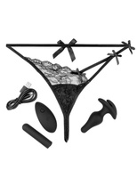 Трусики S/L с креплением для анальной пробки и вибропули Hookup Panties Remote Bowtie Bikini. 10 режимов вибрации, водон
