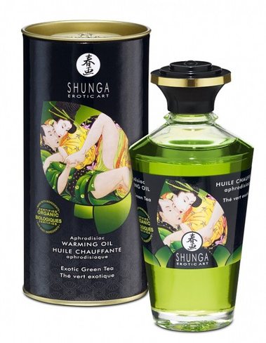 Съедобное разогревающее массажное масло Shunga Afrodisiac «Экзотический зеленый чай» - 100 мл Shunga Erotic Art