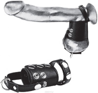 Кольцо на член и мошонку с возможностью довесить груз Blueline Cock Ring With 2 Ball Stretcher And Optional Weight Ring