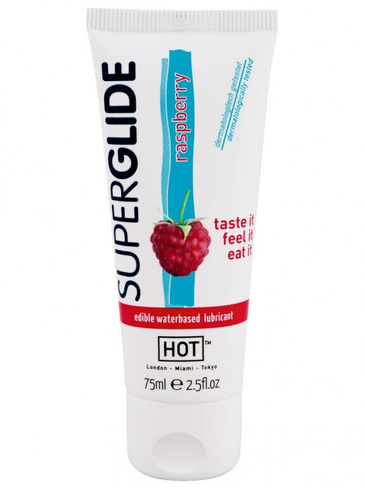 Съедобный лубрикант Super Glide Raspberry на водной основе - 75 мл Hot Products Ltd.