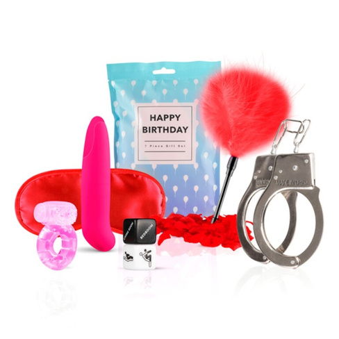 Набор для пар LoveBoxxx - Congratulations в комплекте с наручниками, щекоталкой с пером, пластиковым кубиком, кольцом на