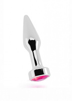 Серебряная анальная пробка с сапфировым кристаллом Silver Plug - Pink Sapphire Shots toys