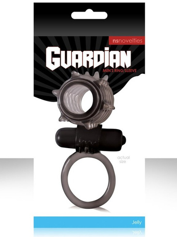 Эрекционное вибро-кольцо с петлей для мошонки Guardian - Charcoal NS Novelties