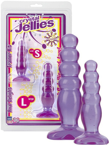 Набор анальных пробок Crystal Jellies 2х Trainer Kit – фиолетовый Doc Johnson