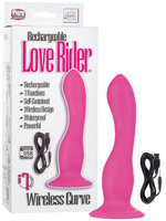 Стимулятор-насадка на присоске Love Rider Wireless Curve с вибрацией – розовый California Exotic Novelties