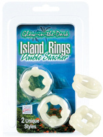 Комплект из 2-х колец Island Rings - Double Stackers светящиеся в темноте – белый California Exotic Novelties