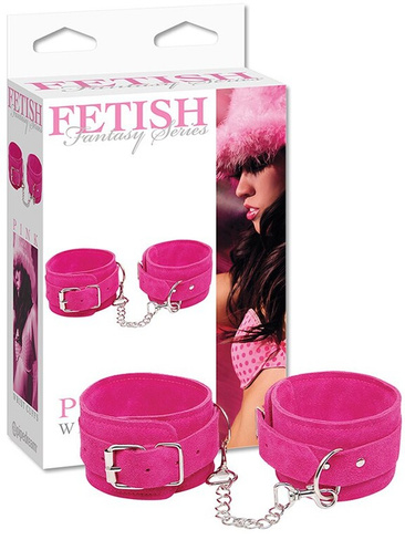 Наручники Pink Wrist Cuffs замшевые – розовые Pipedream